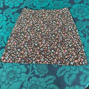 LOFT 2 Floral Velvet Mini Skirt Pink Blue Pencil Office Work Winter Spring
